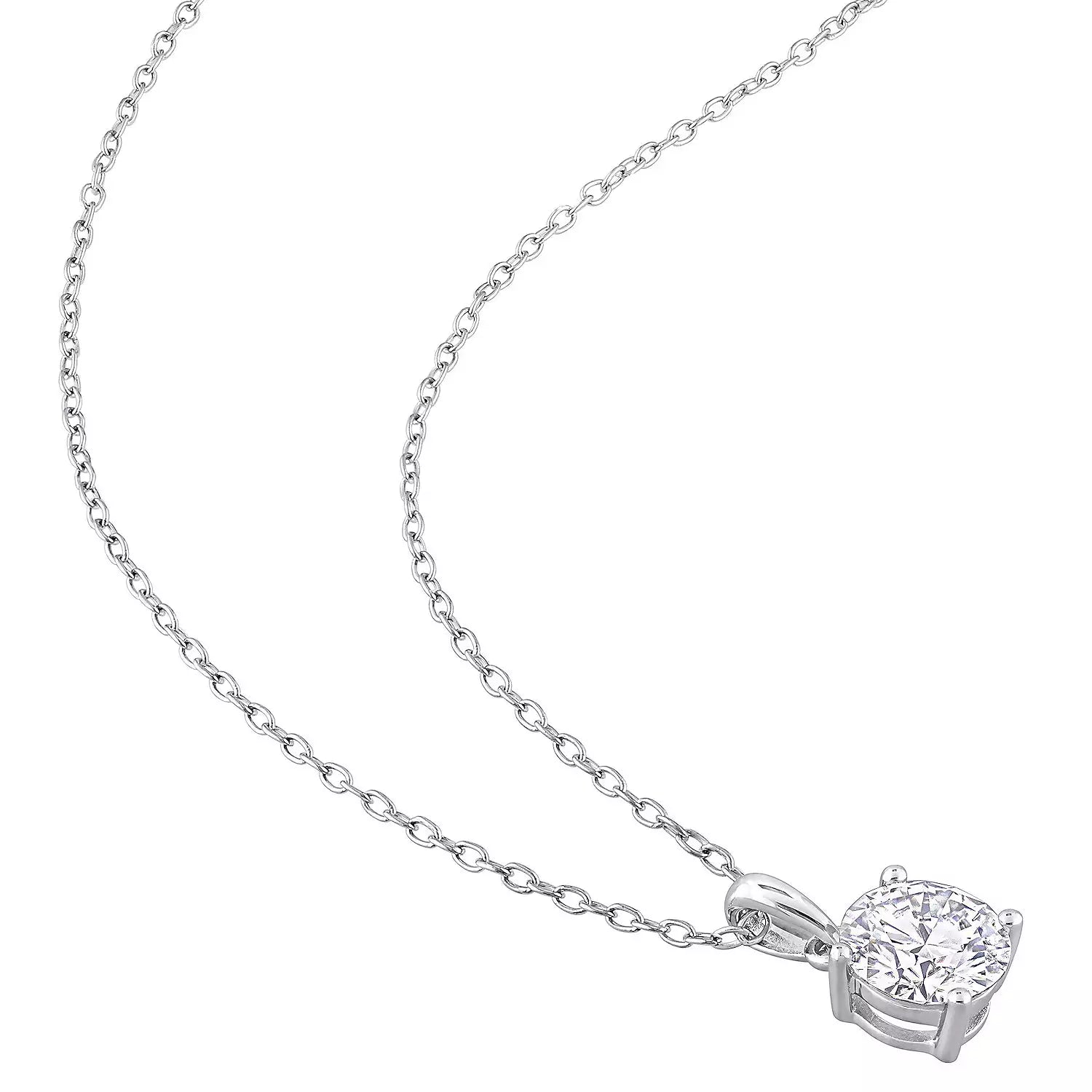 Stella Grace Sterling Silver Lab-Created Moissanite Solitaire Pendant Necklace