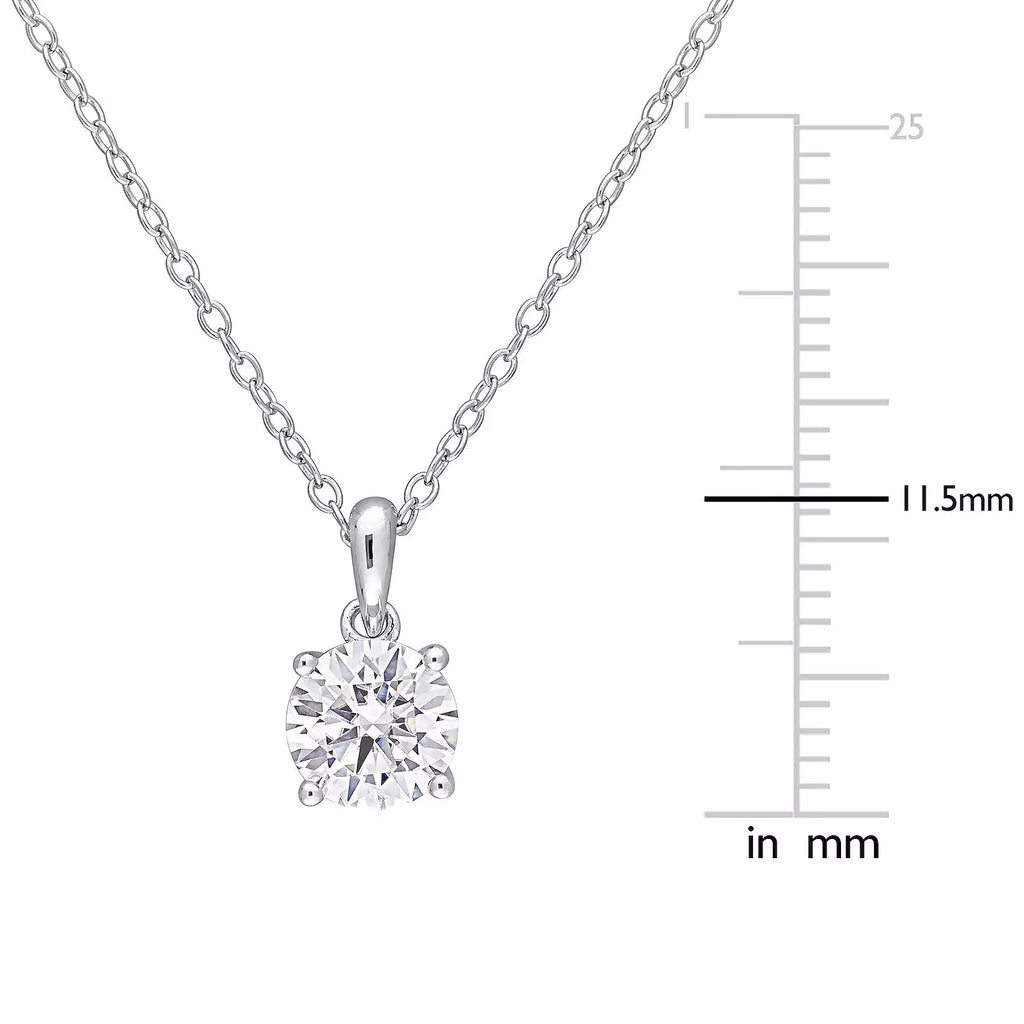 Stella Grace Sterling Silver Lab-Created Moissanite Solitaire Pendant Necklace