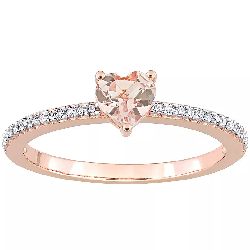 Stella Grace 10k Rose Gold Morganite & Diamond Accent Heart Promise Ring