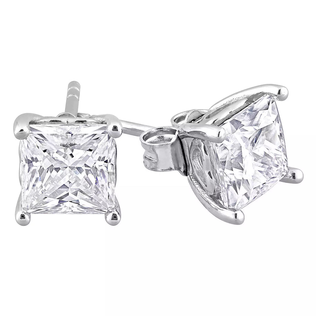 Stella Grace Sterling Silver 2-1/2 Carat T.W. Lab-Created Moissanite Square Stud Earrings