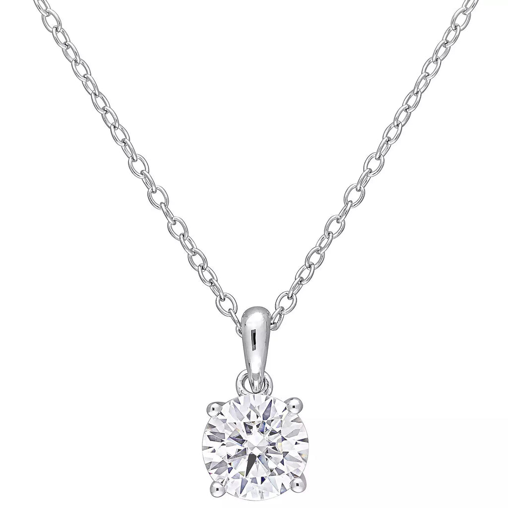 Stella Grace Sterling Silver Lab-Created Moissanite Solitaire Pendant Necklace
