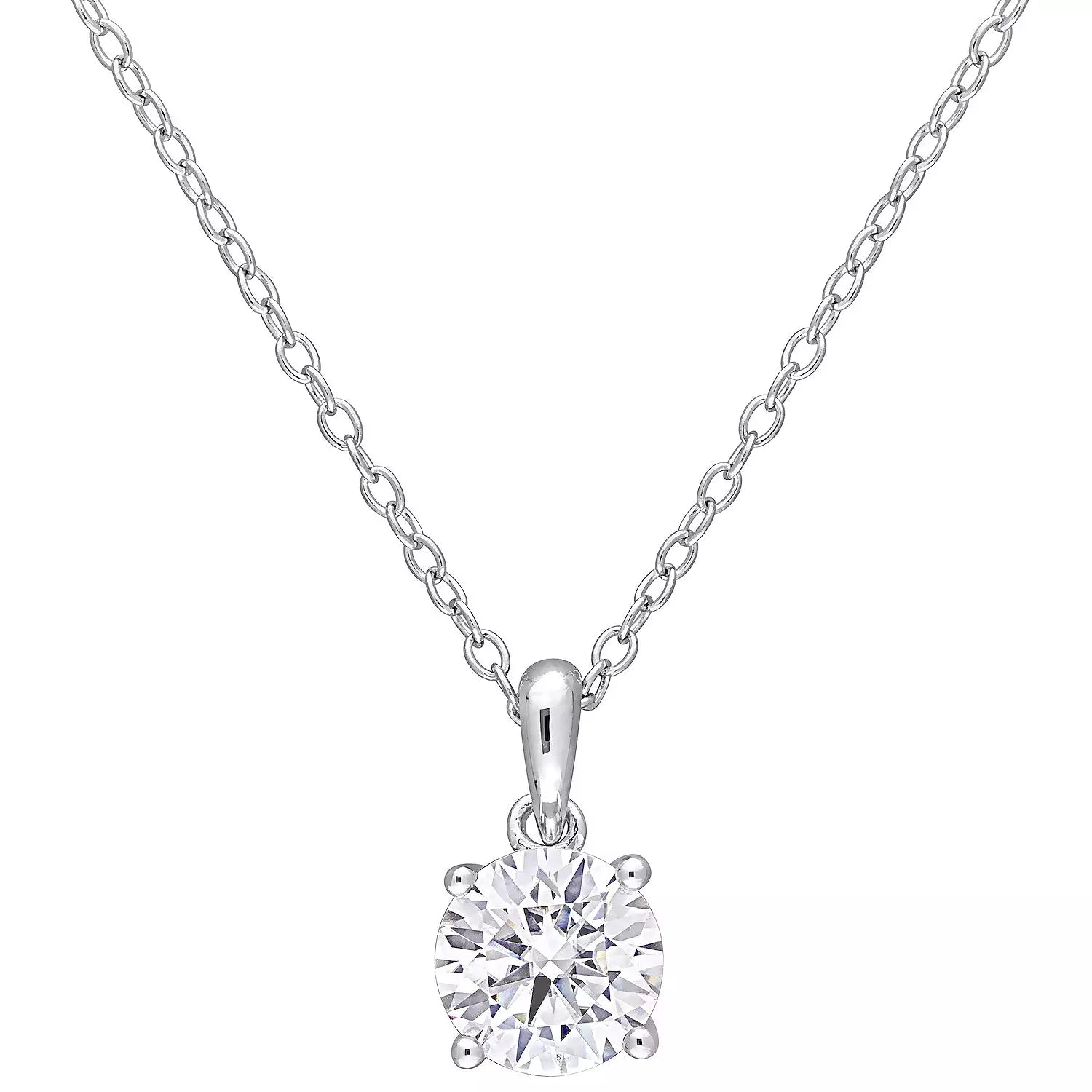 Stella Grace Sterling Silver Lab-Created Moissanite Solitaire Pendant Necklace